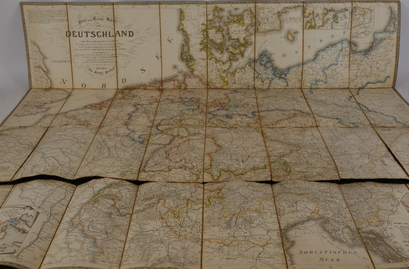 1827 - Post und Reise Karte von Deutschland und den unliegenden Ländern 