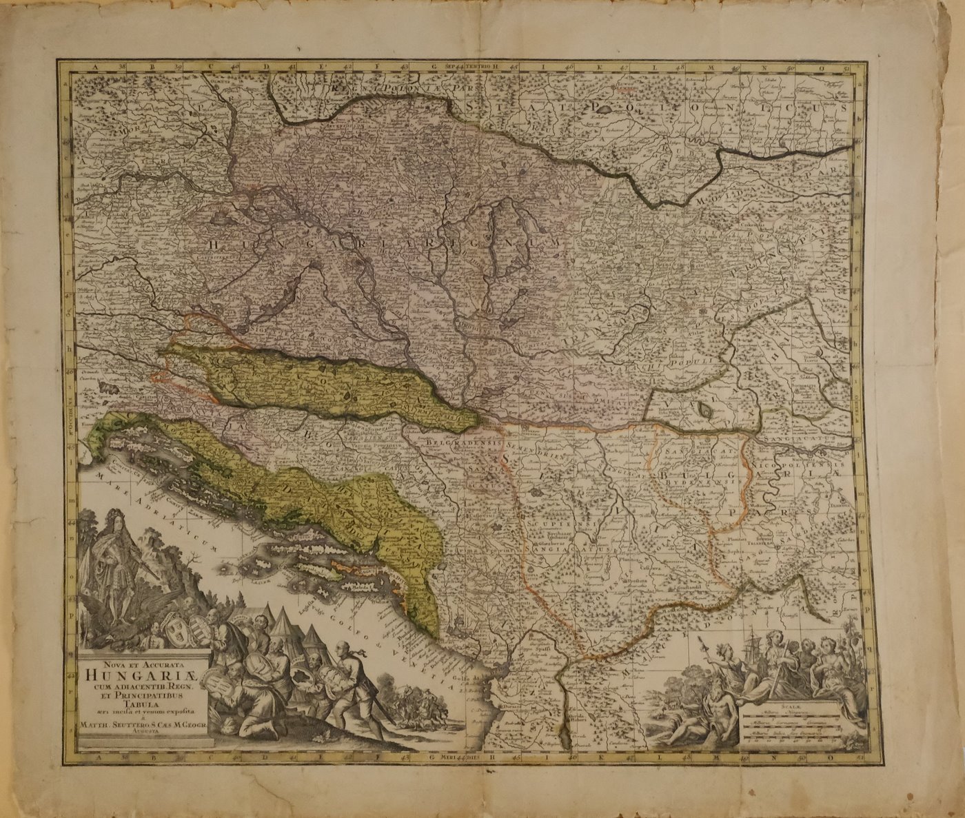 Matthias Seutter - Mapa Uherska a přilehlých zemí na konci 17. století