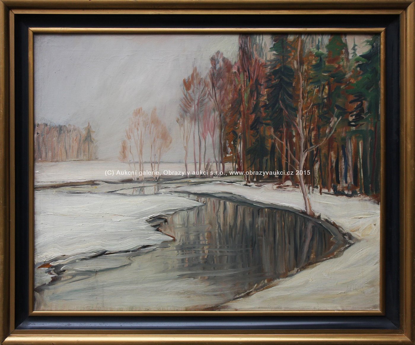 Antonín Hudeček - Zimní krajina s řekou