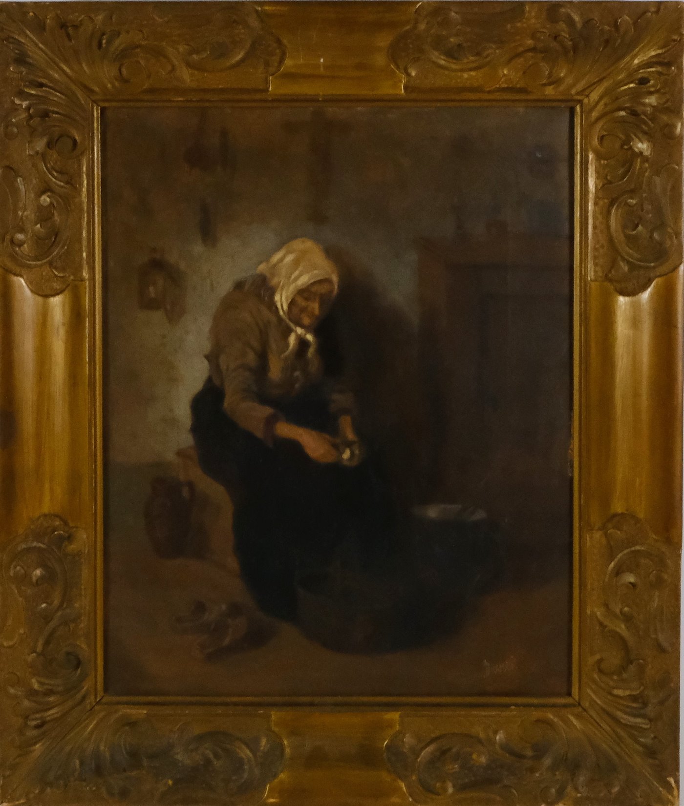 Josef Bureš - Žena čistící houby