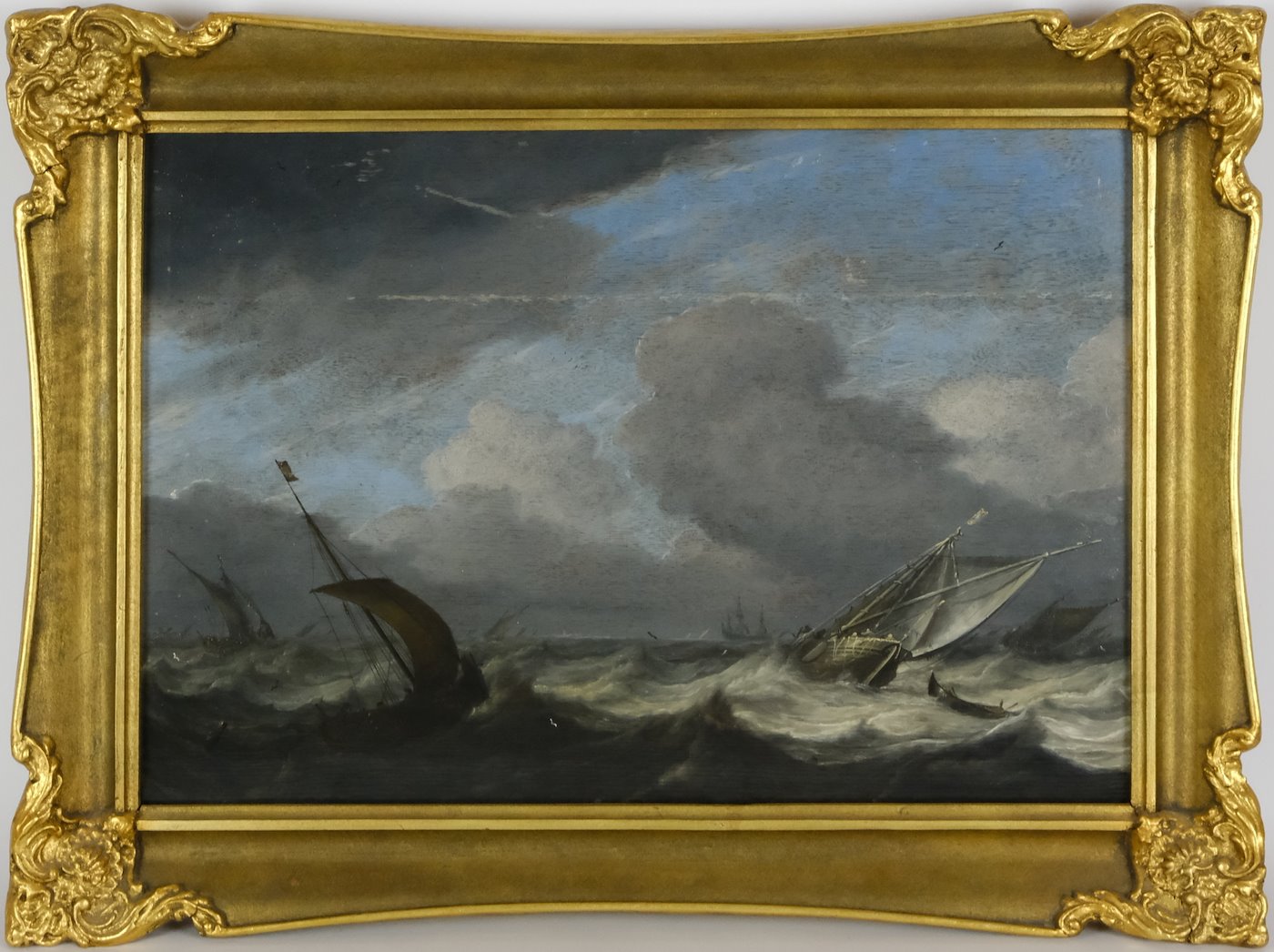 holandský malíř počátku 18. století - Plachetnice na rozbouřeném moři