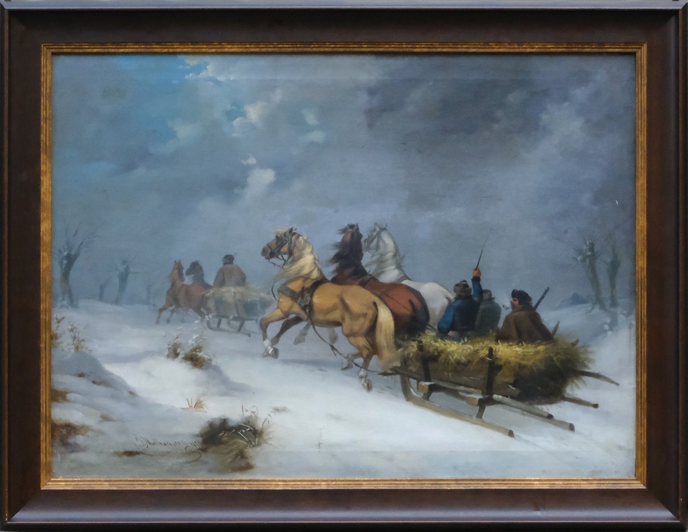 Josef Mathauser - Koňské povozy v zimní krajině