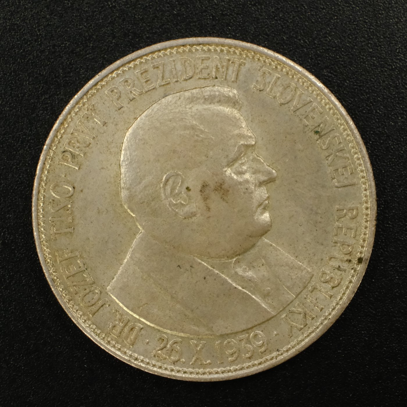 Mince - 20 Ks Dr.Jozef Tiso 26 X.1939. Stříbro 500/1000, hrubá hmotnost 15g