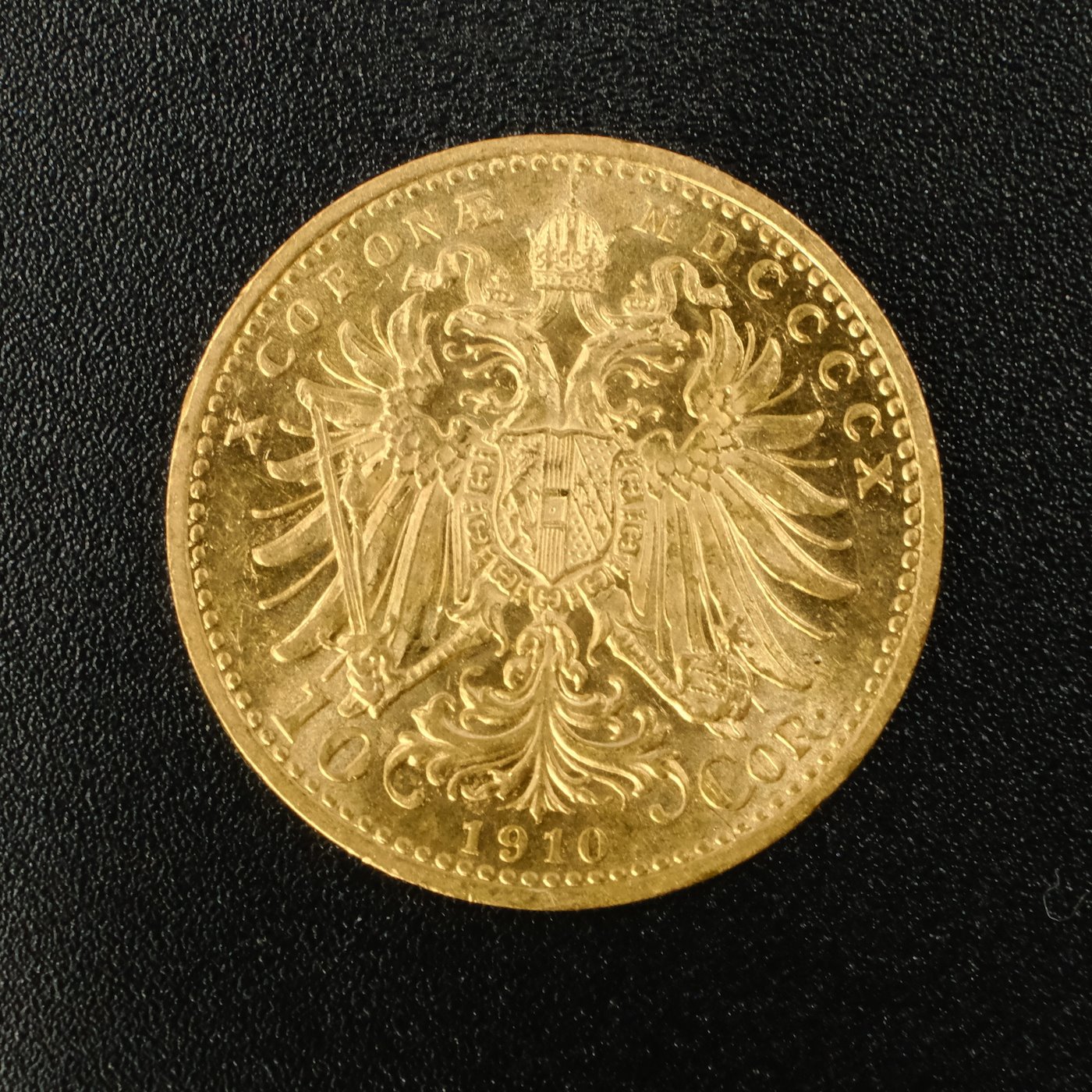 Mince - Rakousko Uhersko zlatá 10 Koruna 1910 rakouská, zlato 900/1000, hrubá hmotnost mince 3,387g