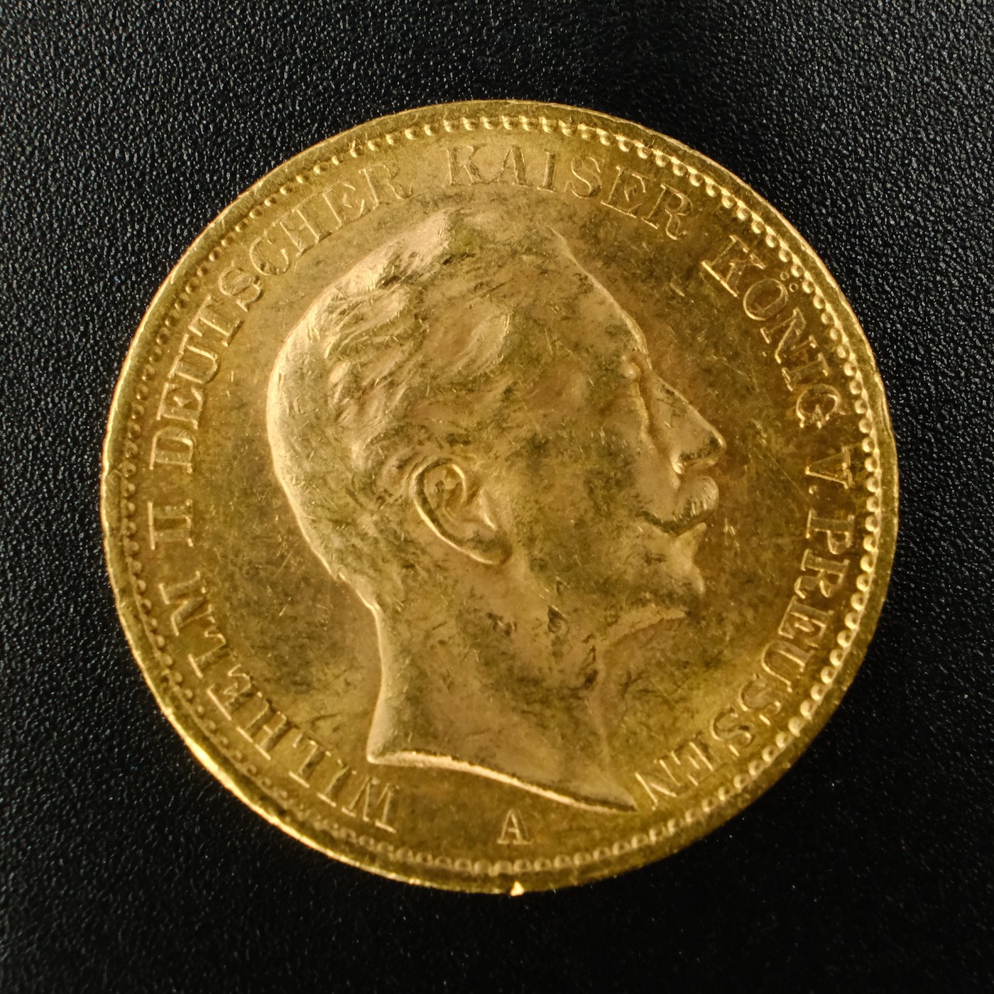 Mince - Zlatá 20 Marka 1910 A císař Wilhelm II., zlato 900/1000, hmotnost hrubá 7,965g