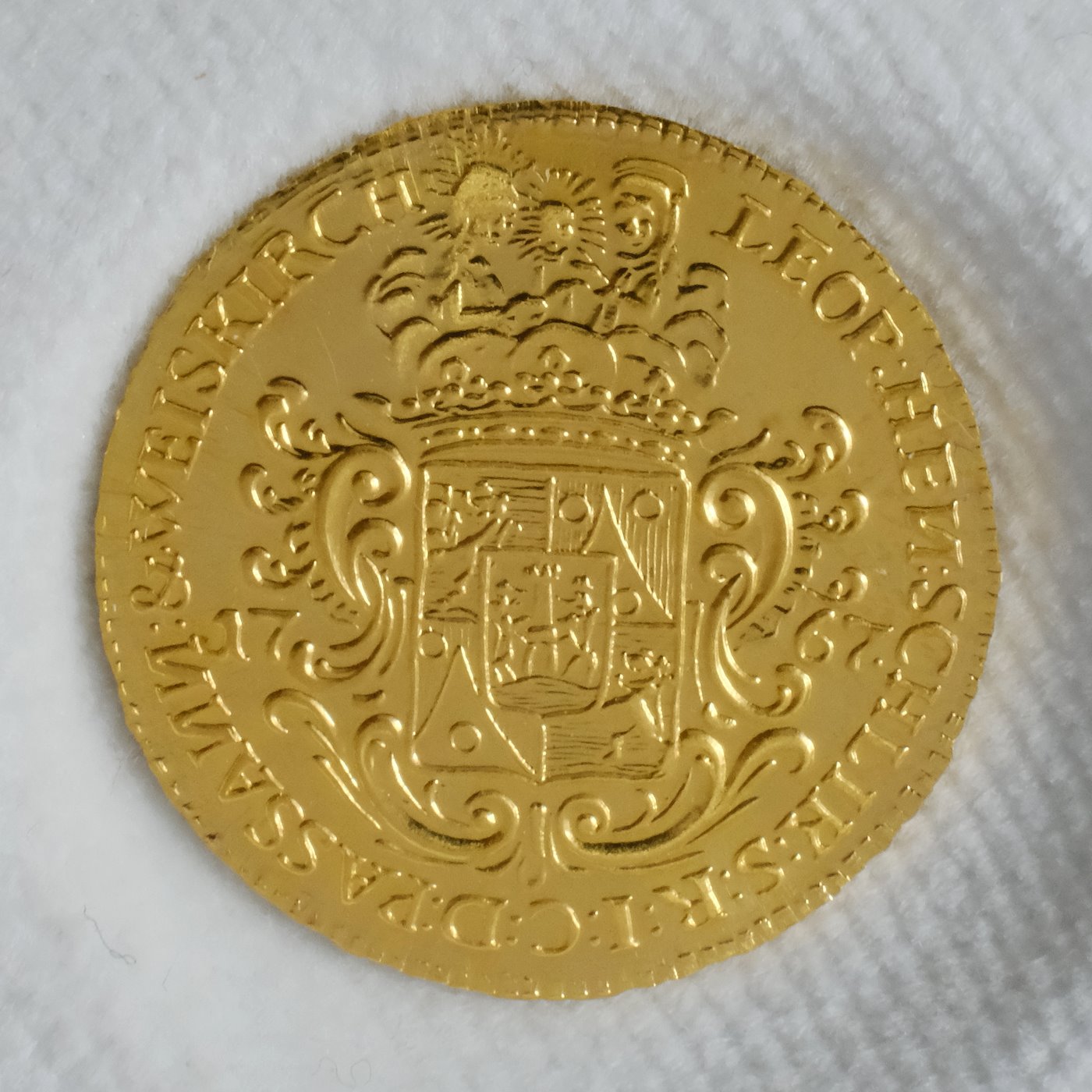 Mince - Schlikovský dukát 1767, zlatá replika dukátu z roku 2019 číslo 145/150, zlato 986/1000, hrubá hmotnost 3,5g