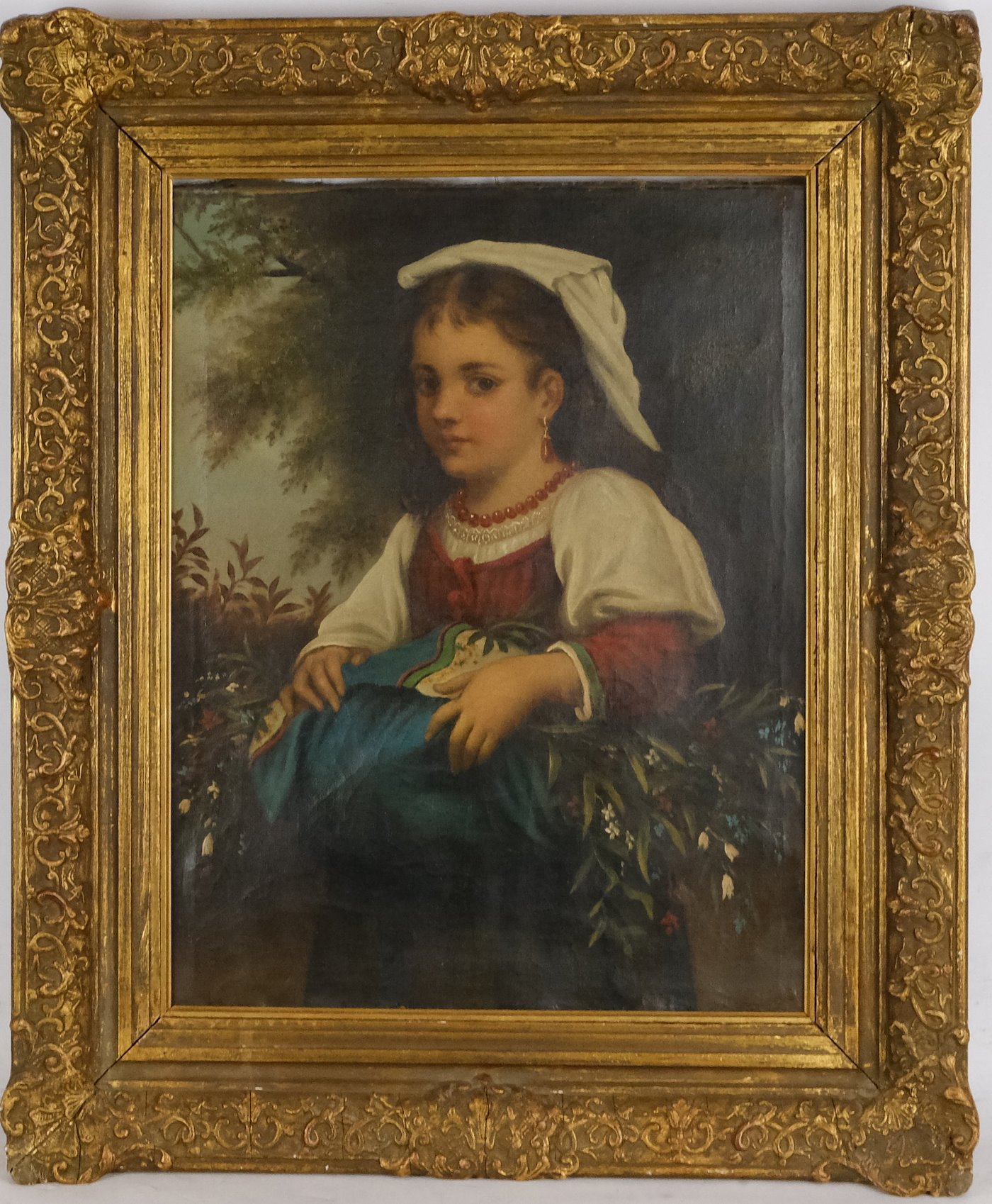 středoevropský malíř konce 19. stol. - Děvčátko s lučními květy