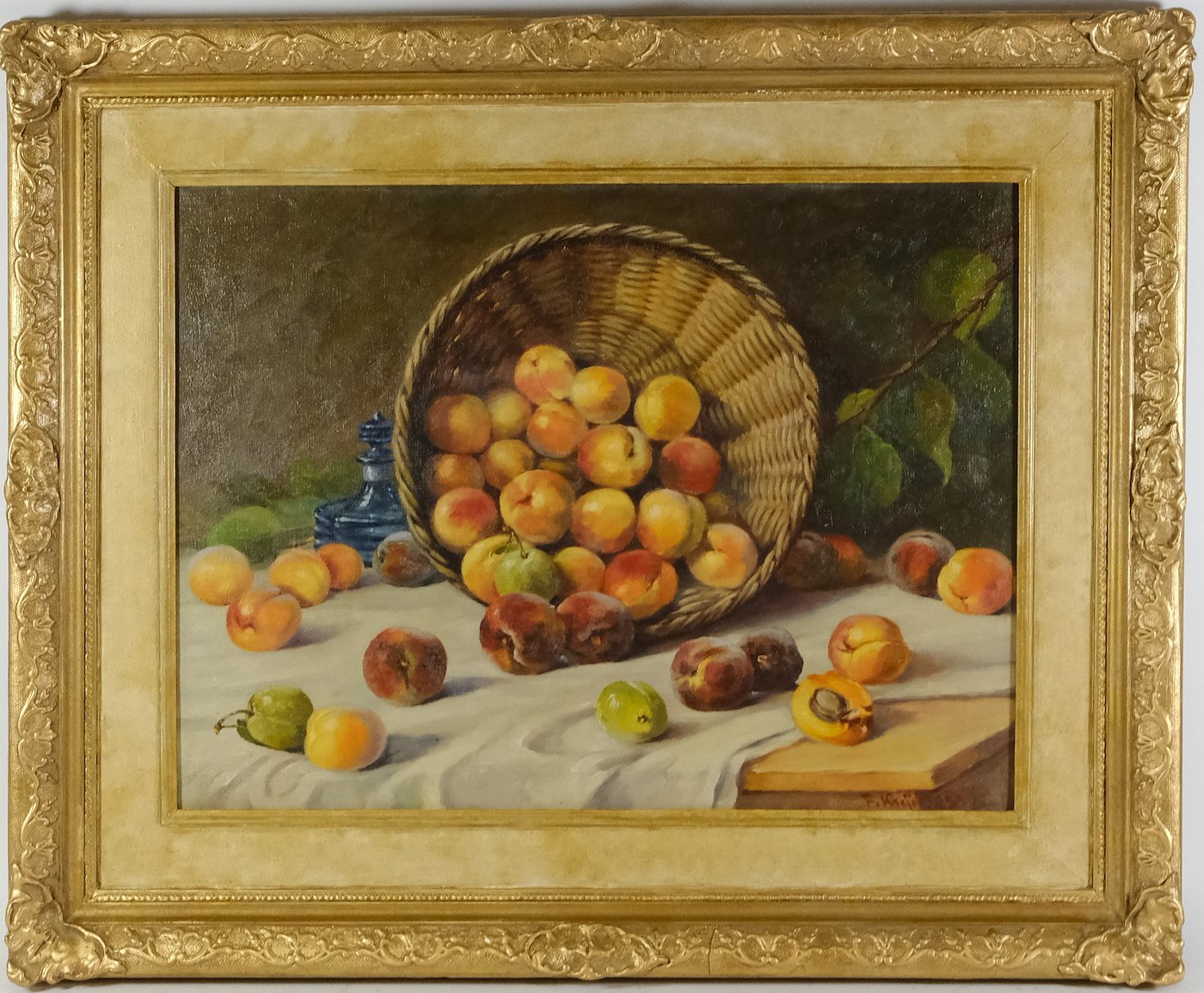 František Krejčí - Zátiší s ošatkou a ovocem