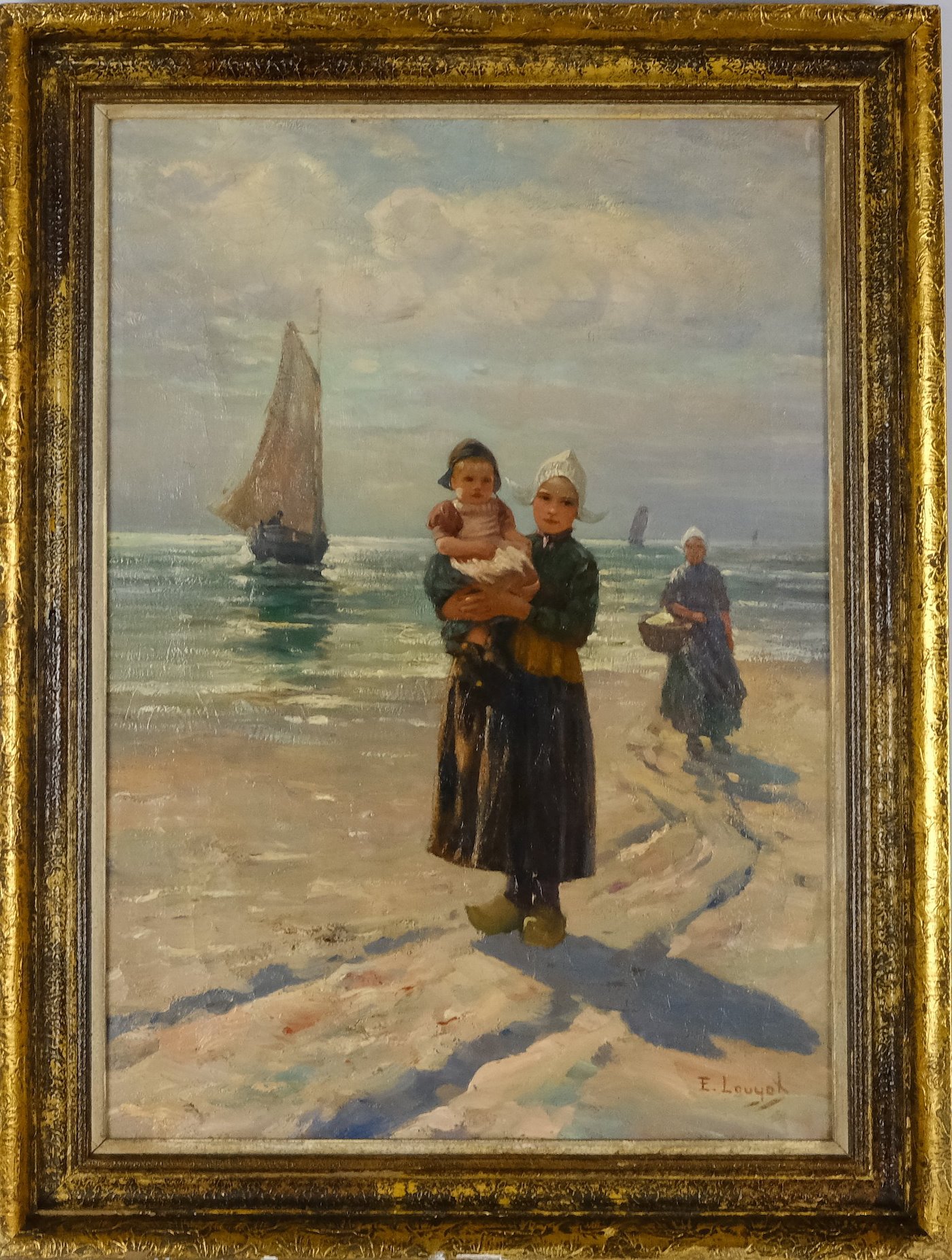 Edmond Louyot - Holandská rodina na břehu moře