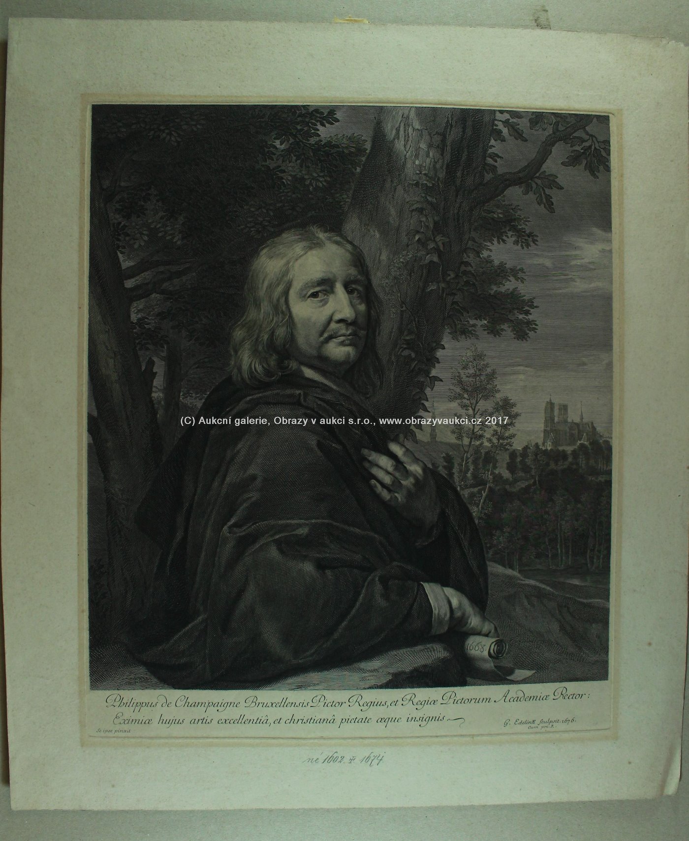Gerard Edelinck - Phillip de Champaigne, rektor královské malířské akademie v Bruselu (1602-1674)