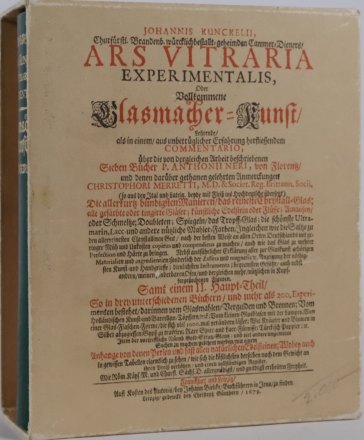 Johann Kunckel - Ars Vitraria Experimentalis - Glasmacher Kunst (faksimile)