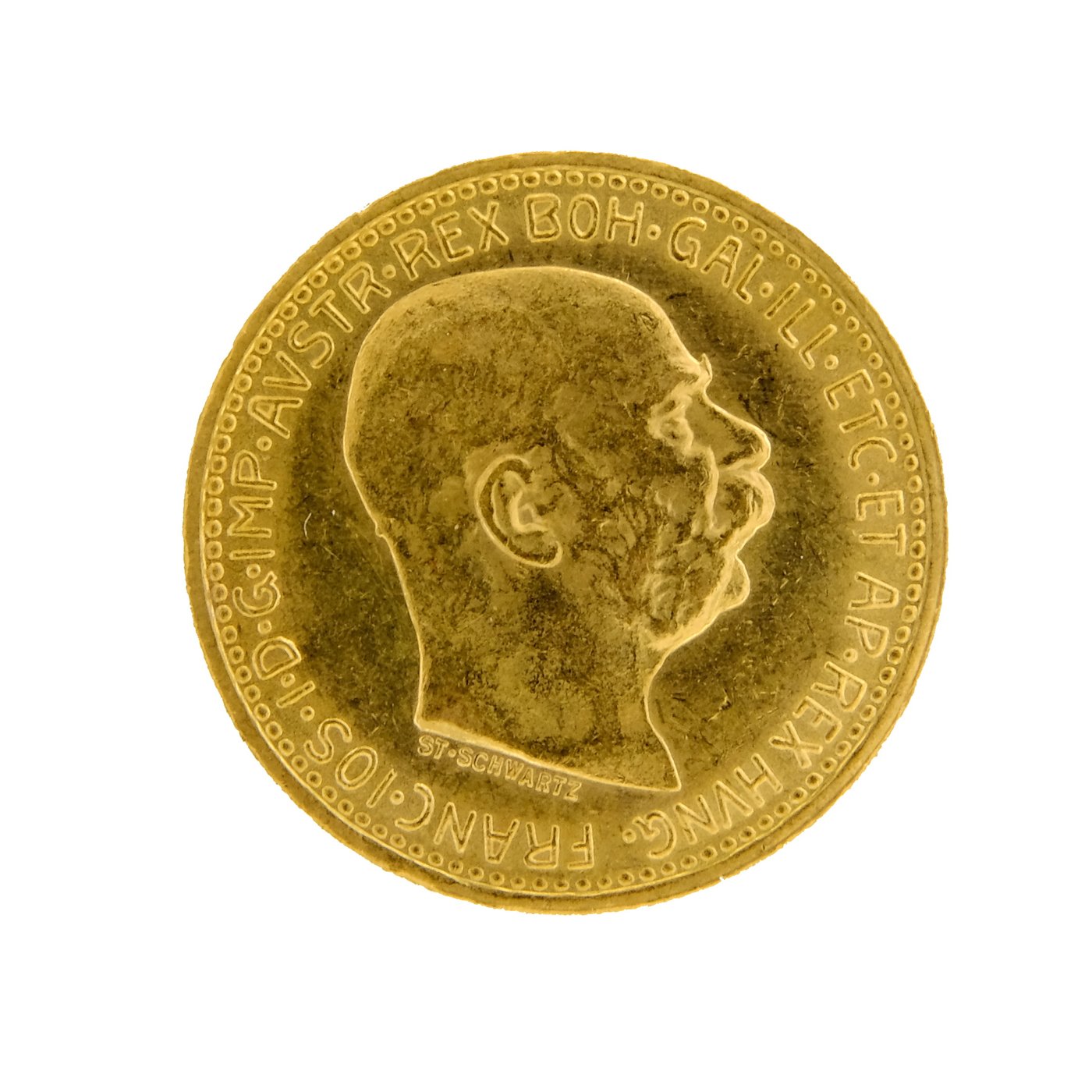 Mince - Rakousko Uhersko zlatá 10 Koruna 1911 rakouská. Zlato 900/1000, hrubá hmotnost mince 3,387g