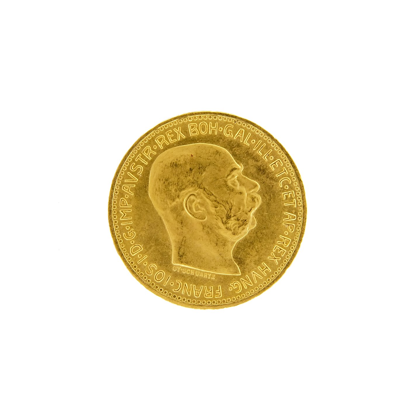 Mince - Rakousko Uhersko zlatá 20 Koruna 1915 rakouská. Zlato 900/1000, hrubá hmotnost mince 6,78 g