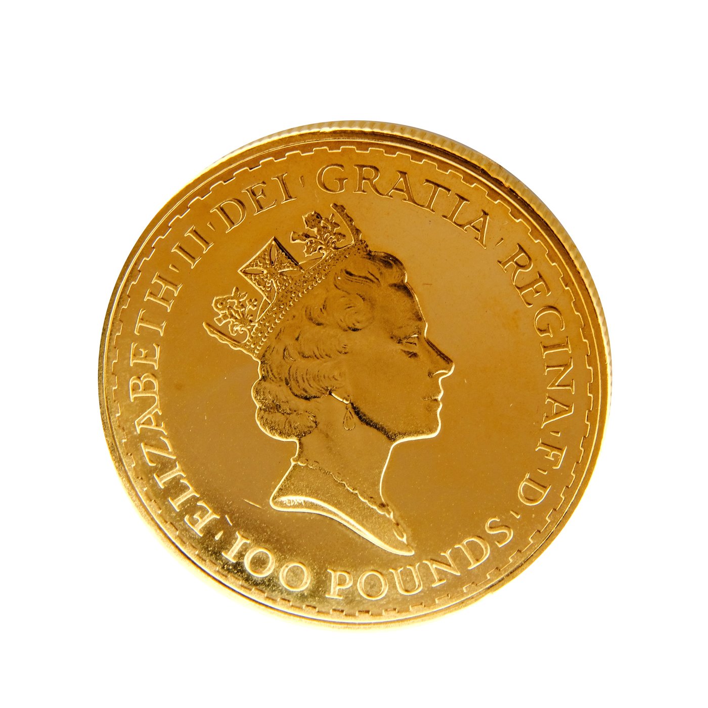 Mince - Zlatá  1Uncová mince 100 Liber BRITANNIA 1987 ! Zlato 999,9/1000, hmotnost hrubá 31,15g