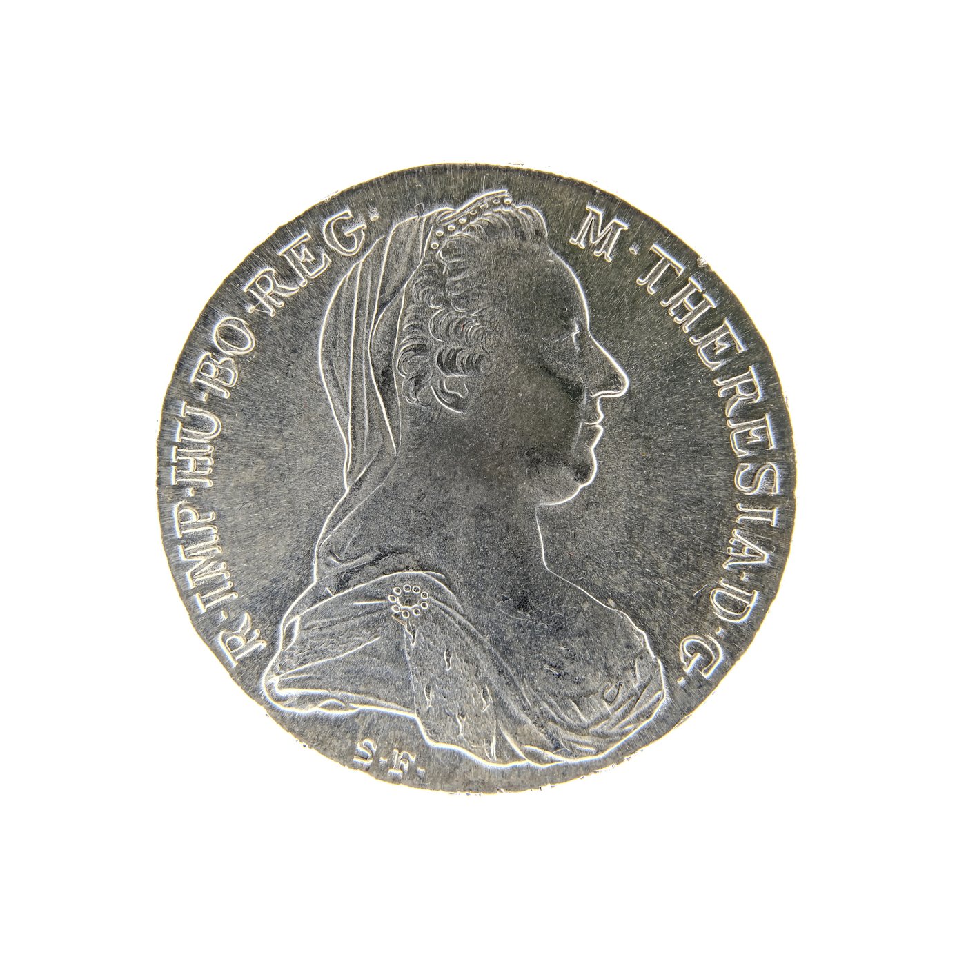 Mince - Rakousko Uhersko stříbrný Tolar Marie Terezie 1780 SF obchodní tolar pokračující ražba. Stříbro 833/1000, hrubá hmotnost mince 28,07g