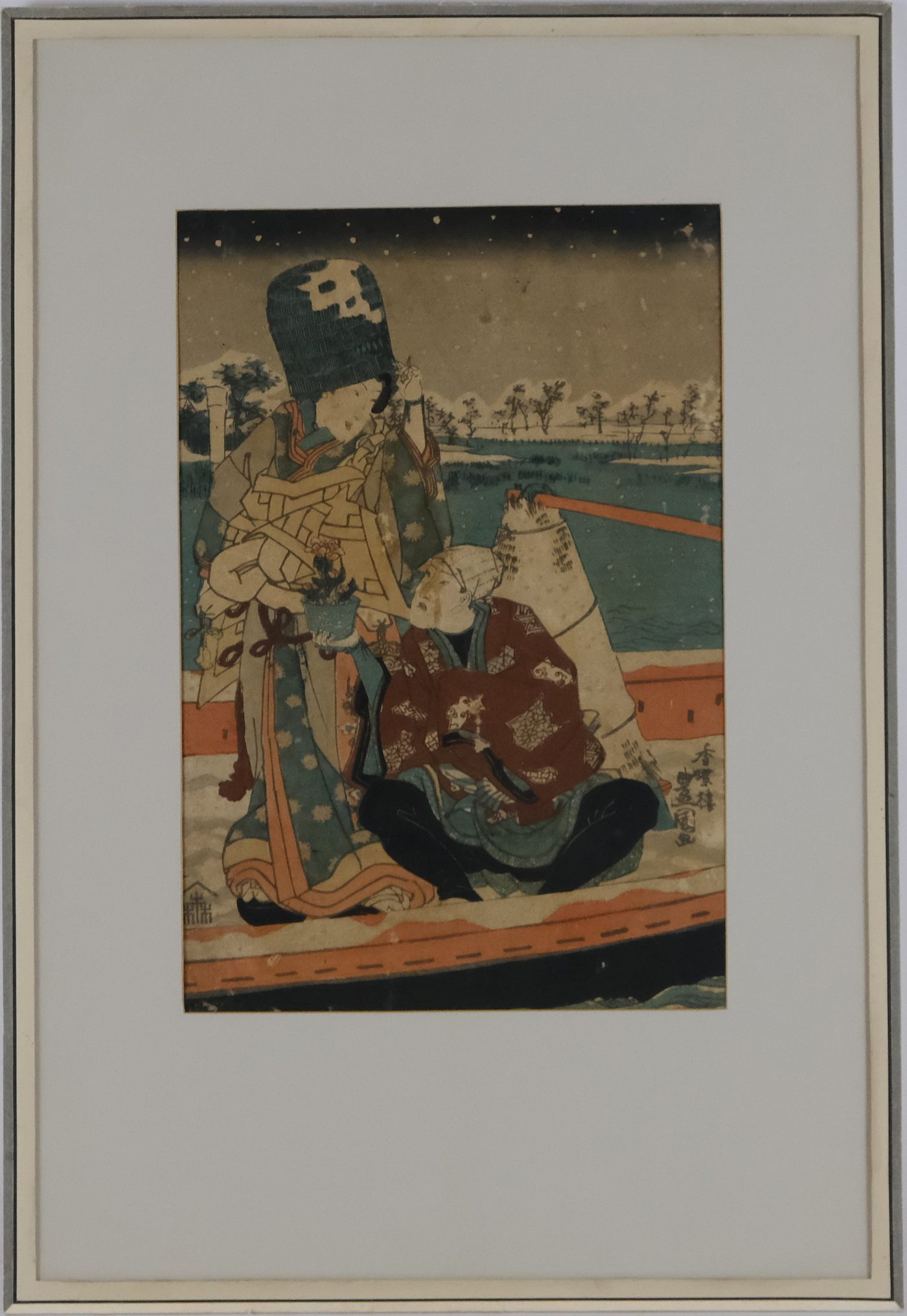 Utagawa Toyokuni - Japonský pár na loďce