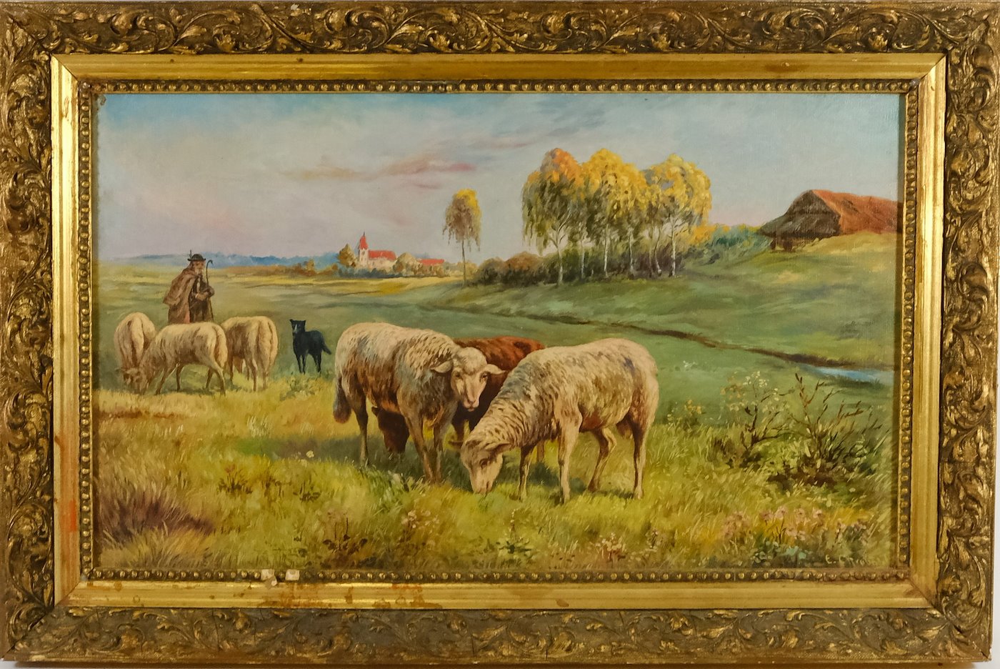 E. Chrobáček - Stádo ovcí za městečkem