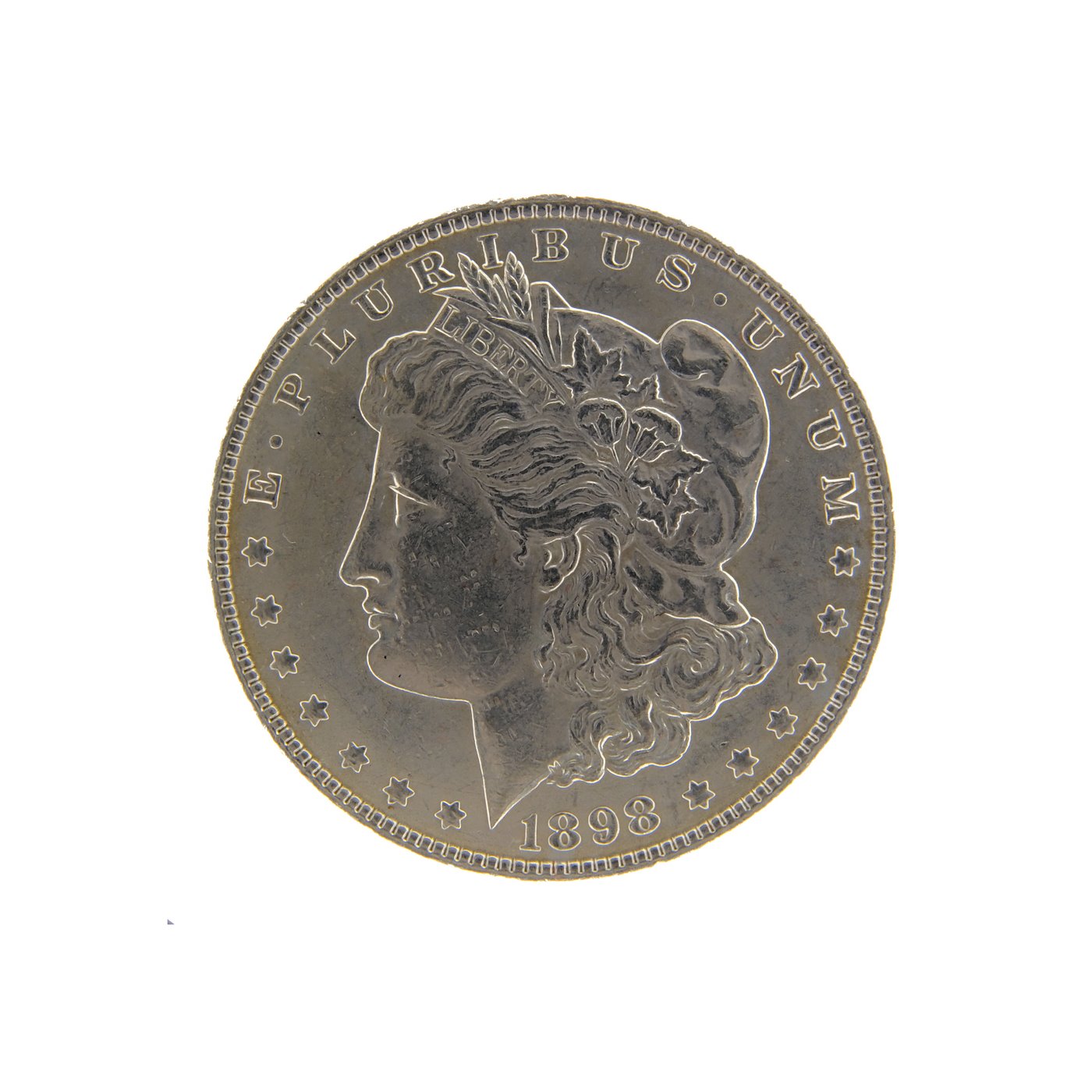 Mince - Stříbrná mince 1 dolar Morgan 1898. Stříbro 900/1000, hrubá hmotnost 26,73 g.