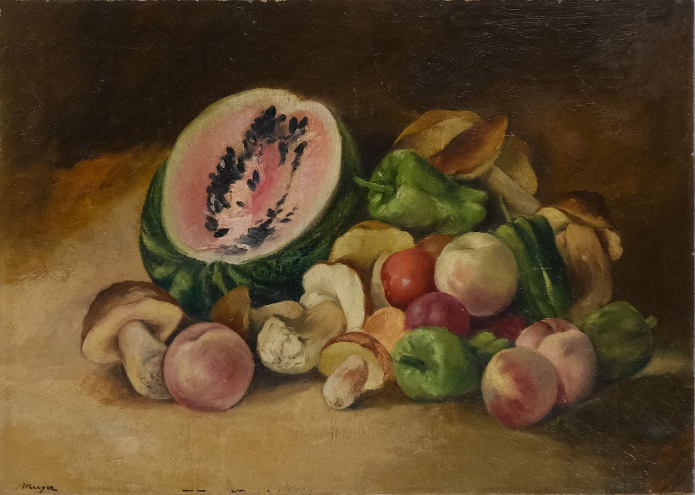 Josef Krejsa - Zátiší s melounem a houbami