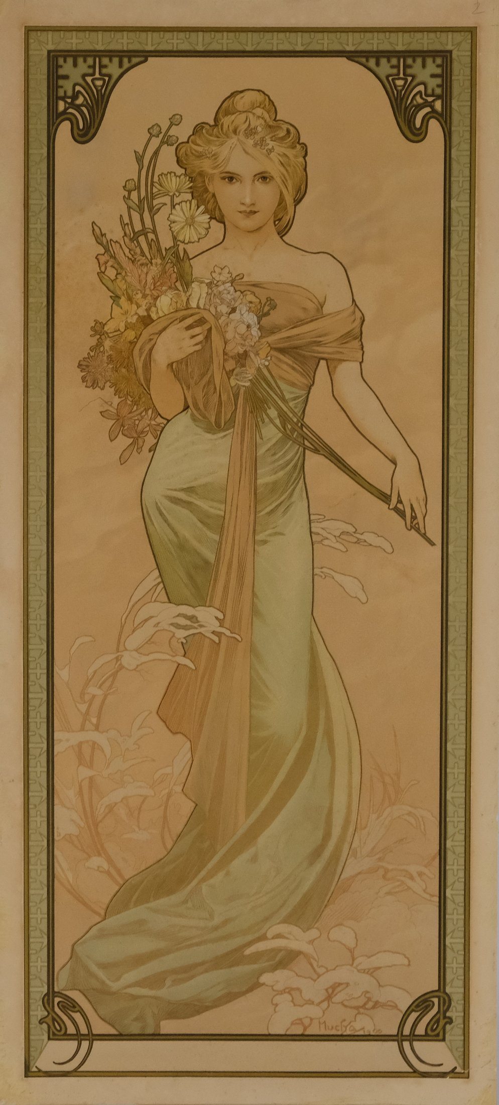 Alfons Mucha - Dívka s květy