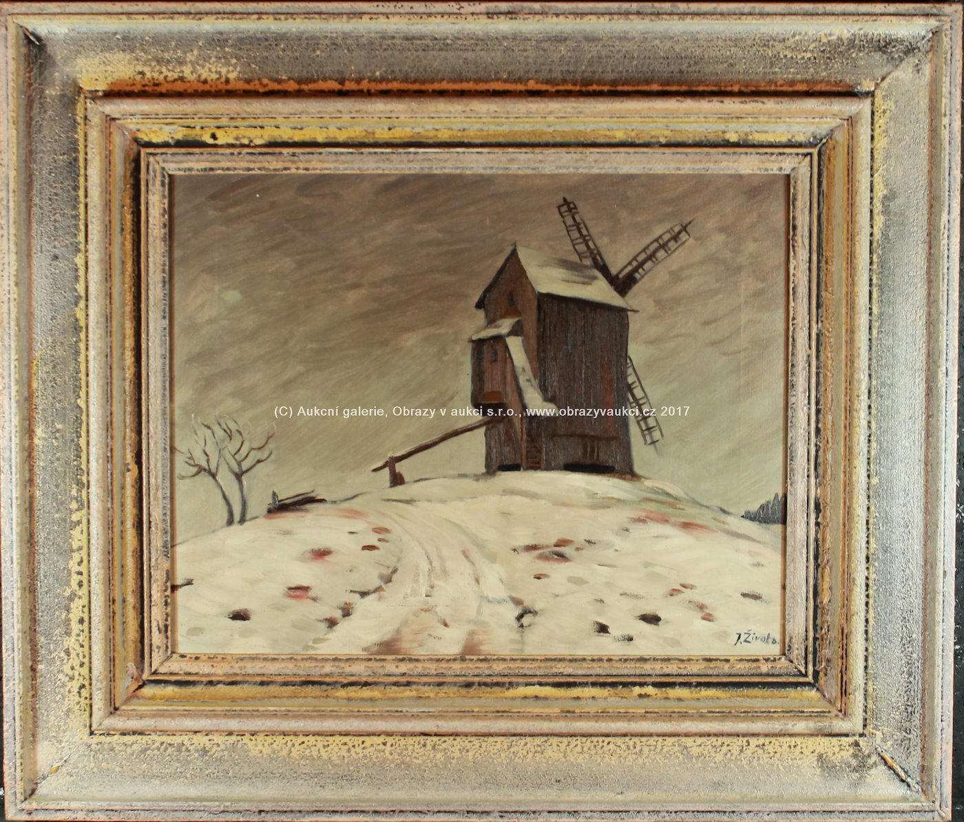 Josef Života - Větrný mlýn v zimě u Borovnice