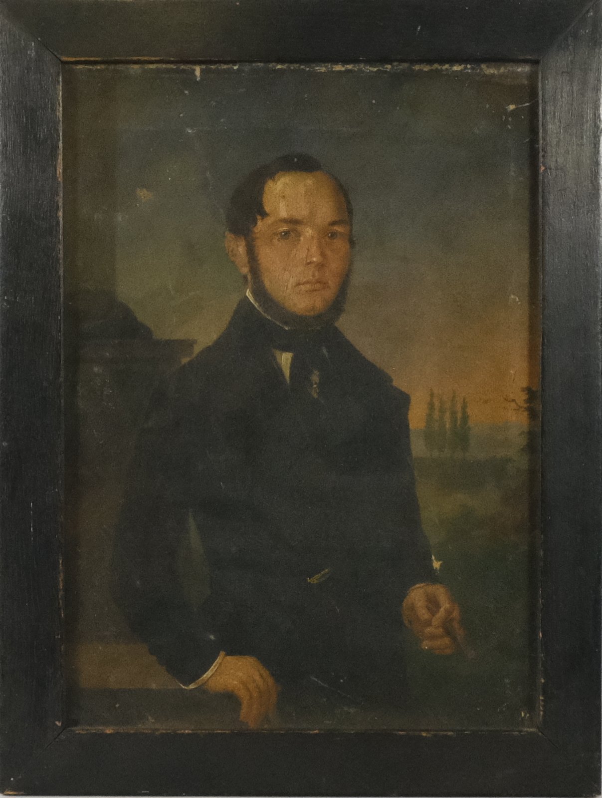 středoevropský malíř 19. století - Portrét muže s doutníkem