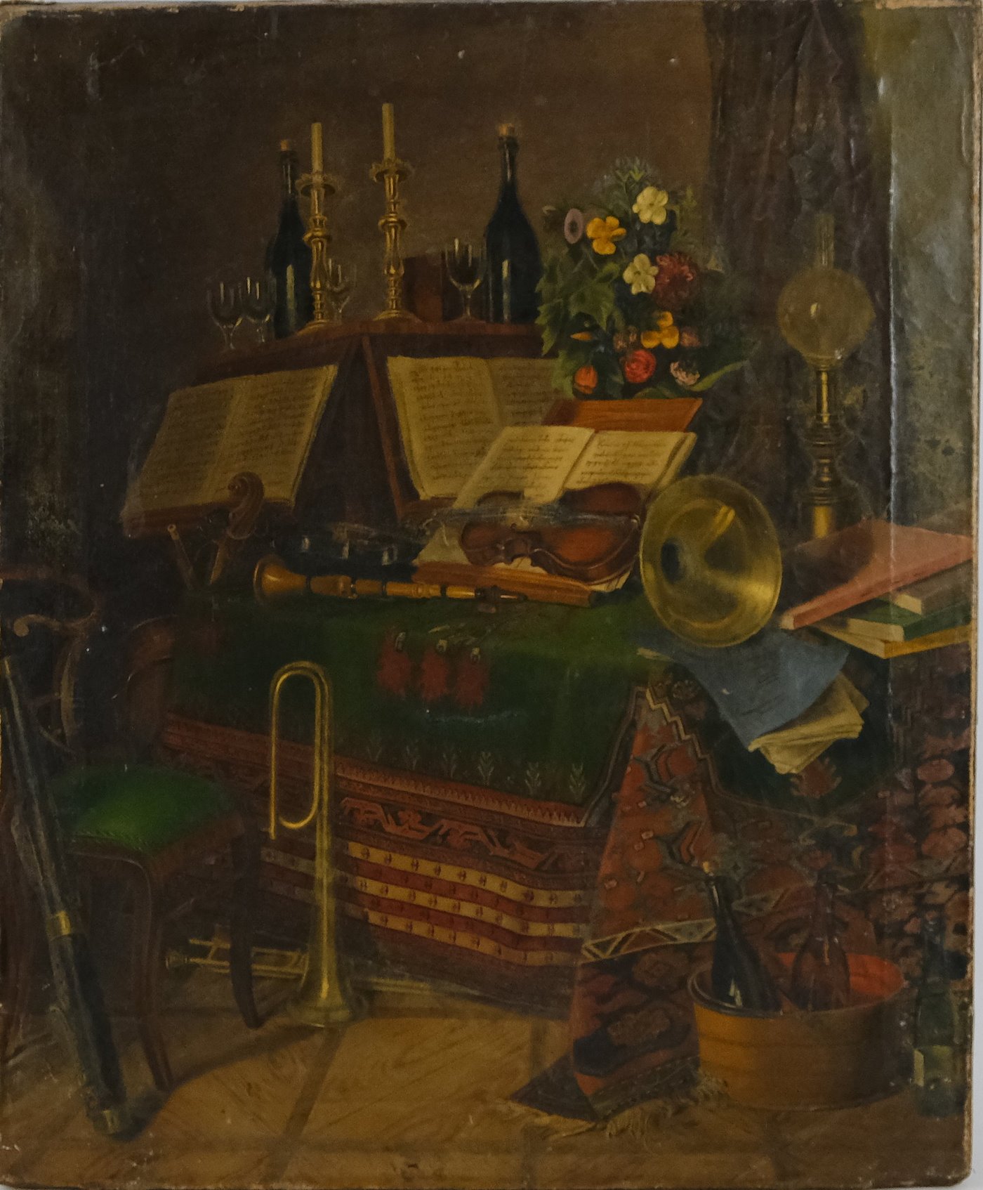 středoevropský malíř konce 19. stol. - Hudební zátiší