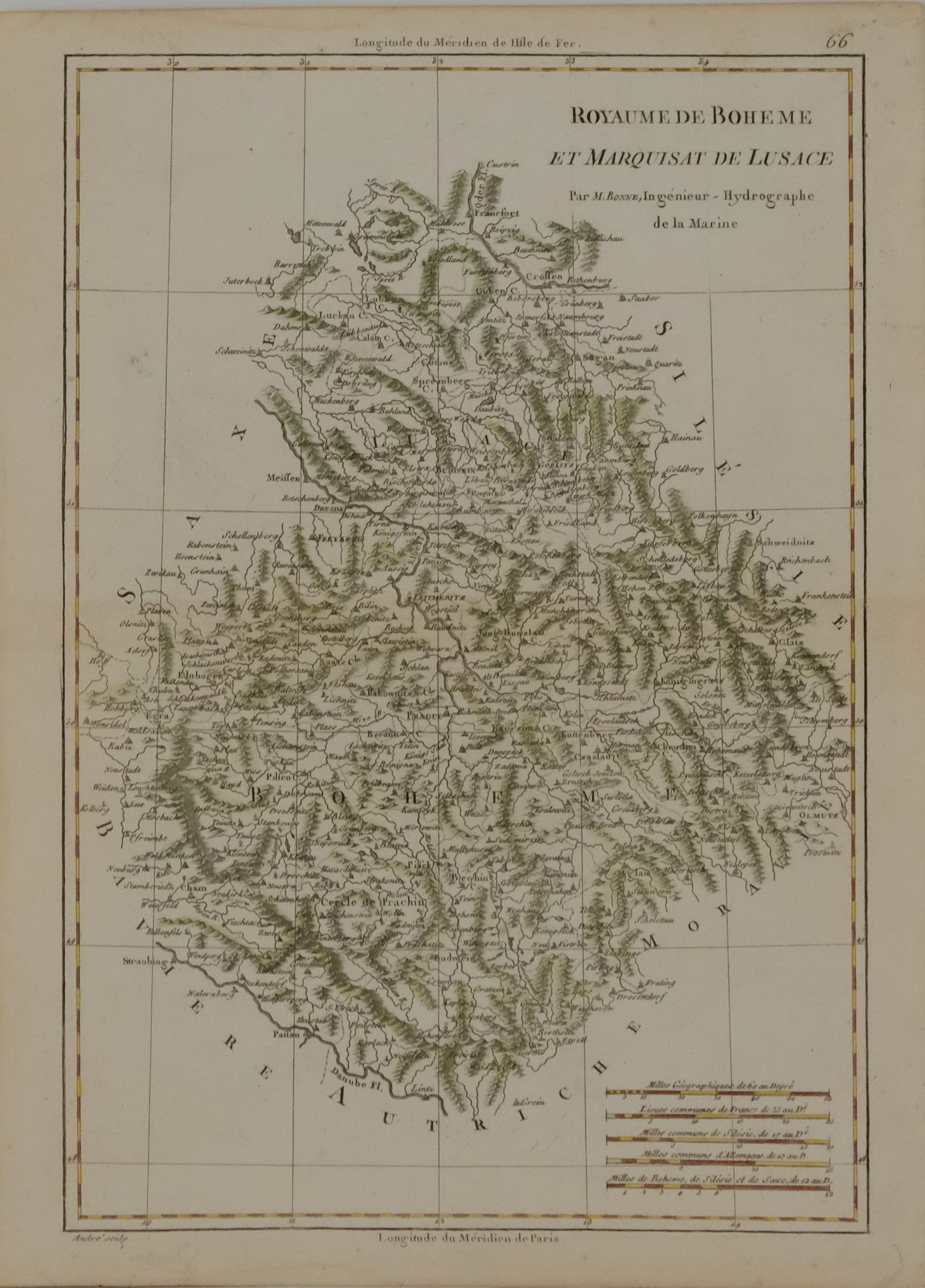 Rigobert Bonne - Mapa království českého a markrabství Lužice, konec 18. století