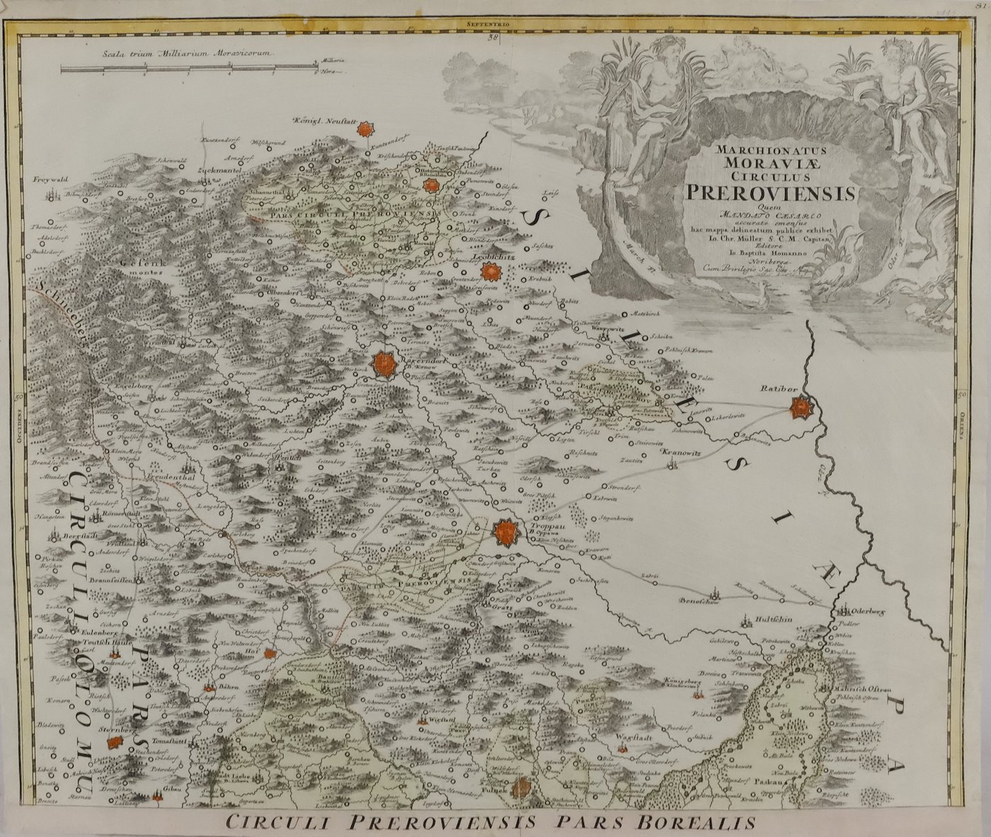 Johann Baptista Homann - Mapa Přerovského kraje - Circulus Preroviensis