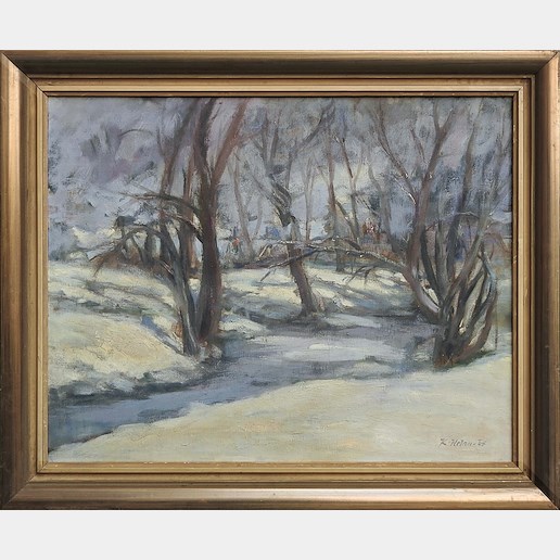 Karel Holan - Zima - stromy u potoka