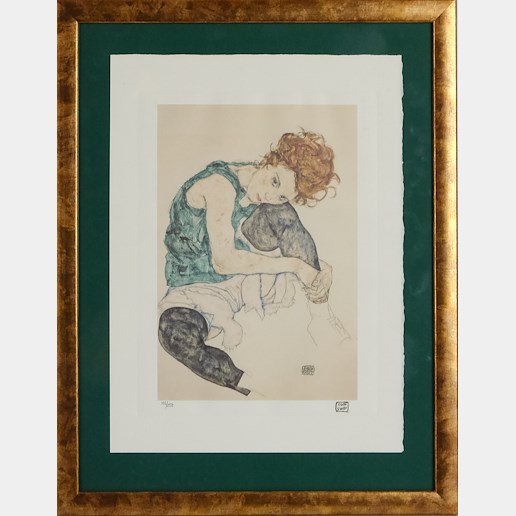 Egon Schiele - Sitzende Frau mit angezogenem Knie (Adele Herms)