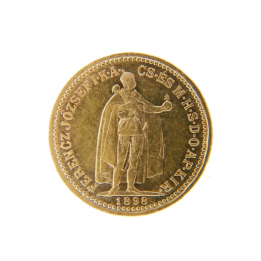 .. - Rakousko Uhersko zlatá 10 Koruna 1898 K.B. uherská, zlato 900/1000, hrubá hmotnost mince 3,387g.
