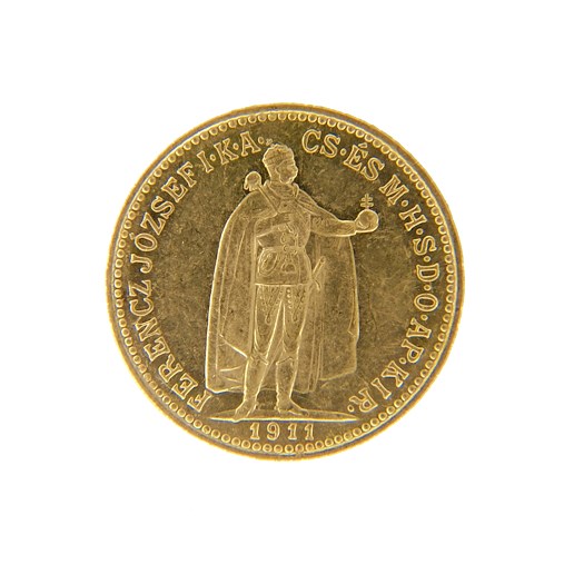.. - Rakousko Uhersko zlatá 10 Koruna 1911 K.B. uherská, zlato 900/1000, hrubá hmotnost mince 3,387g.