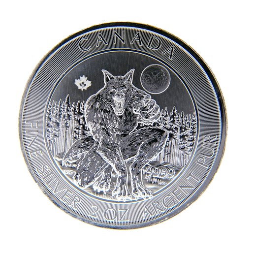 .. - Stříbro 2 unce Kanada Vlkodlak 2021, stříbro 999/1000, hrubá hmotnost 62,2g.