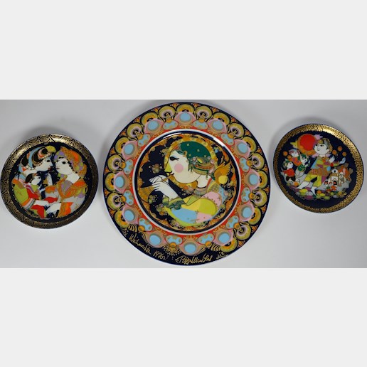 značeno Rosenthal - Konvolut 3 závěsných talířů s orientálními motivy
