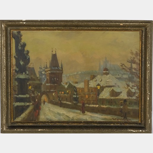 Václav Kozák - Zimní podvečer na Karlově mostě