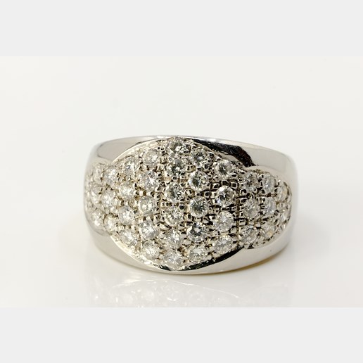 .. - Prsten s diamanty, zlato 700/1000, hrubá hmotnost 7,70 g