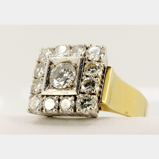 .. - Prsten s diamanty, zlato 585/1000, hrubá hmotnost 8,20 g