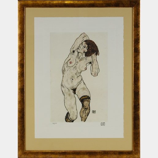 Egon Schiele - Female Nude with Black Stockings