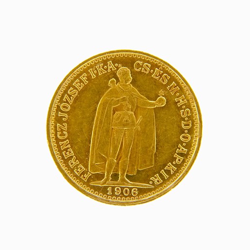 .. - Rakousko Uhersko zlatá 10 Koruna 1906 K.B. uherská,  zlato 900/1000, hrubá hmotnost 3,387g