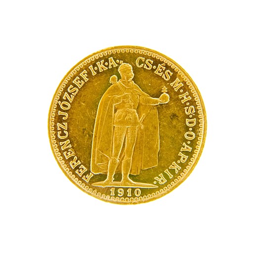 .. - Rakousko Uhersko zlatá 10 Koruna 1910 K.B. uherská,  zlato 900/1000, hrubá hmotnost 3,387g