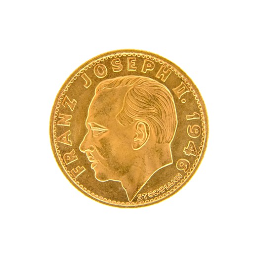 .. - LICHTENŠTEJNSKO zlatý 10 Frank, František Josef II. 1946,  zlato 900/1000, hrubá hmotnost mince 3,226g