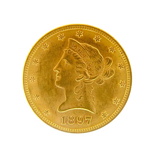 .. - Zlatá mince USA 10 Dollar S Hlava Svobody s čelenkou 1897 Philadelphia, zlato 900/1000, hrubá hmotnost 16,72g
