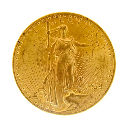 .. - Zlatá mince USA 20 Dollar Double Eagle-Stojící  Svoboda 1924 Filadelfie, zlato 900/1000, hrubá hmotnost 33,436 g