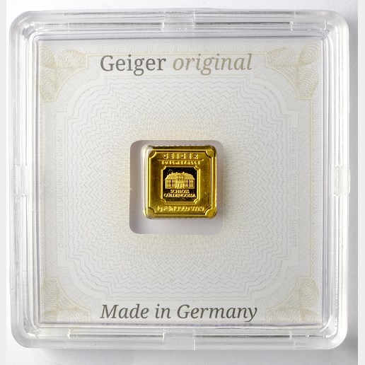 .. - Zlatý ražený ingot 1 g zámek Guldengossa od švýcarské společnosti Geiger, zlato 999,9/1000.