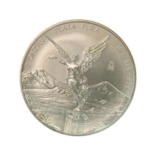 .. - Stříbrná 2 uncová mince 2021 MEXICO, stříbro 999/1000 g, hmotnost hrubá 62,2 g