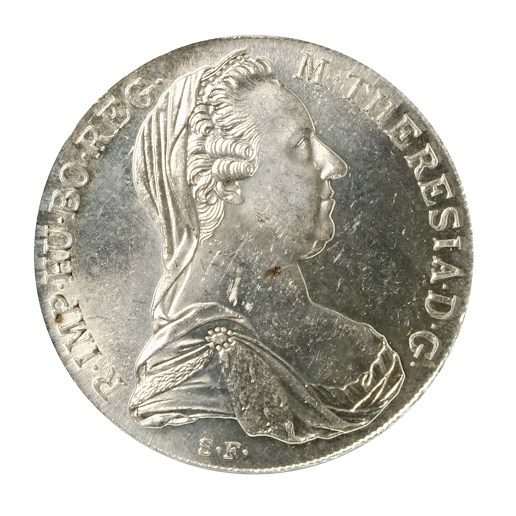 .. - Stříbrný Levanský Tolar Marie Terezie 1780 1 kus, stříbro 833/1000, hrubá hmotnost 28,06 g