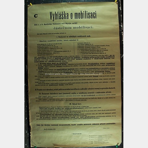 . - Vyhláška o mobilisaci 26. července 1914