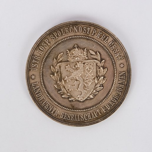 I.B.Pichl - Medaile stříbro 980/1000, Za zásluhy- Ústřední hospodářská společnost pro Království české, hrubá hmotnost 44,8g
