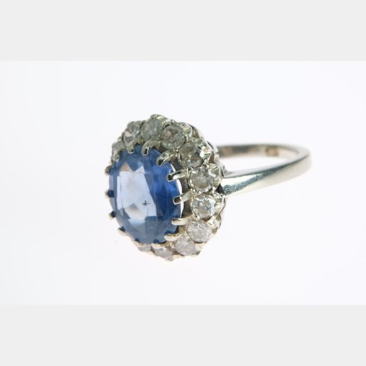 .. - Luxusní prsten s diamanty a safírem, zlato 750/585/1000, hrubá hmotnost 6,90 g